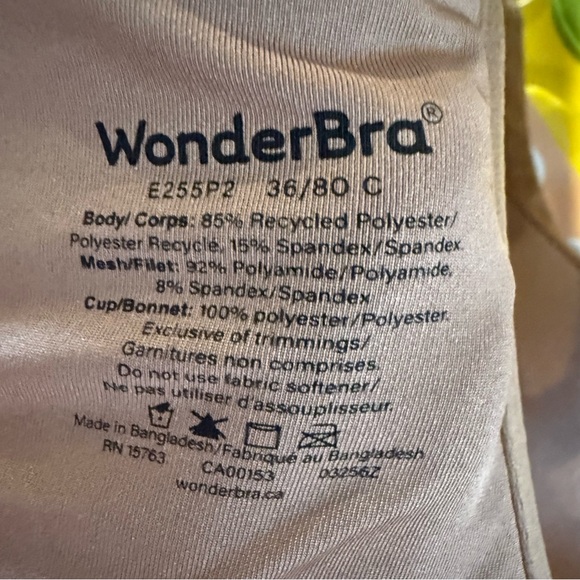 WONDERBRA New 2 Pack T-Shirt Bra Underwire Padded Adjustable Strap Brown Tan 36C - Picture 7 of 9